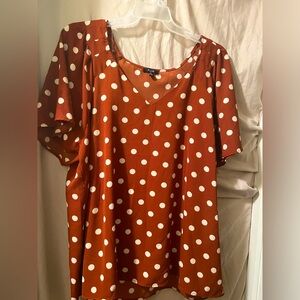 Chocolate with cream polka dot dress shirt